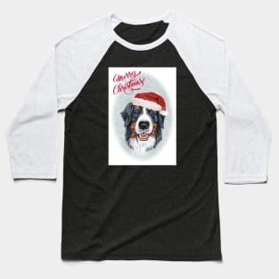 Bernese Mountain Dog Merry Christmas Santa Dog Baseball T-Shirt